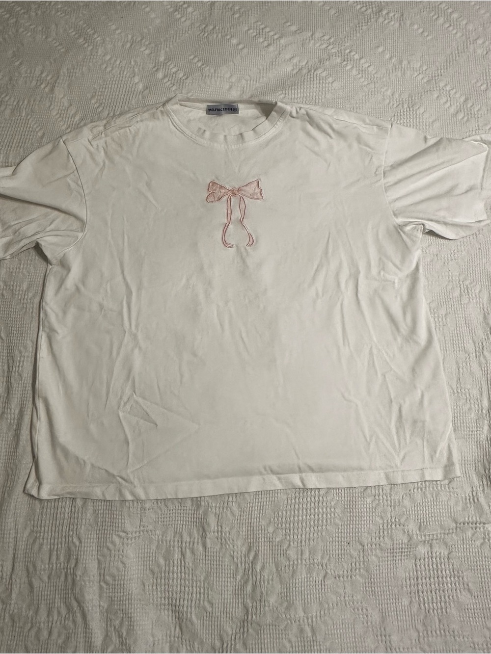 Aelfric Eden White Oversized Shirt with Pink lace bow embroidery
